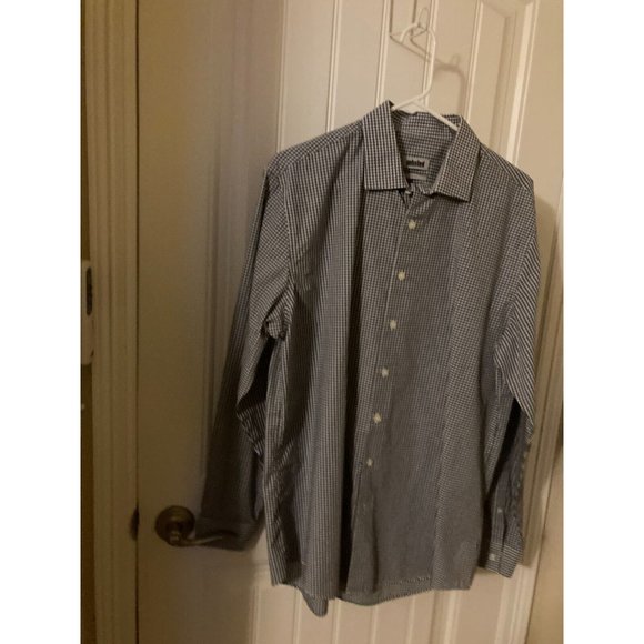 Kenneth Cole Unlisted Men's Dress Shirt Button Down L 16 34/35 Blue Checks - Picture 1 of 3